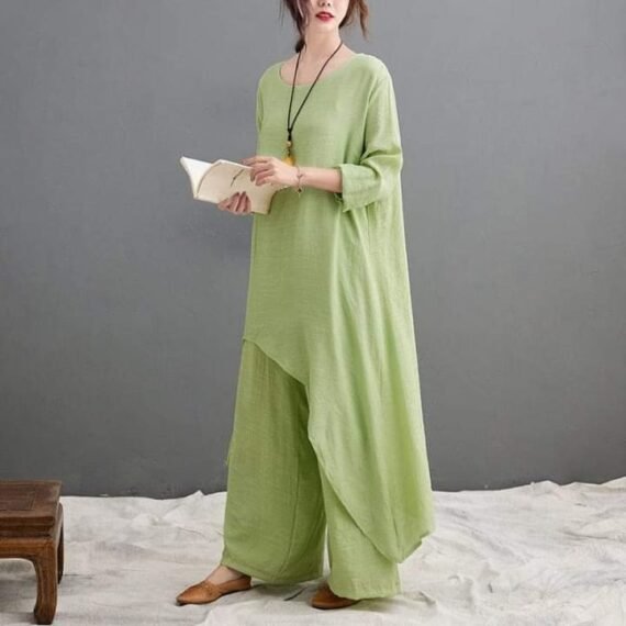 Evania Asymmetrical Shirt With Palazzo Pants | Zen - Image 10