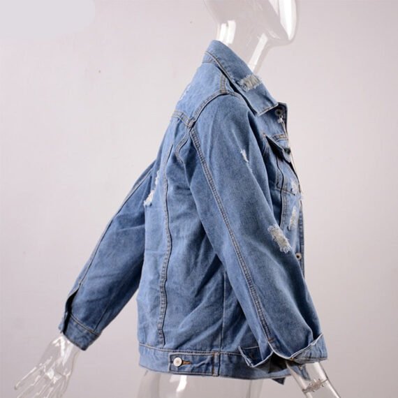 Basic Distressed Denim Jacket - Image 6