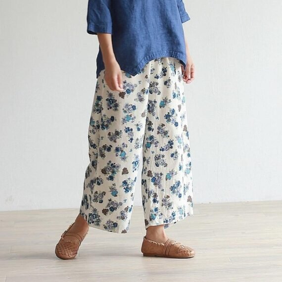 Periwinkle Floral High Waist Palazzo Pants - Image 2