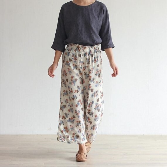 Periwinkle Floral High Waist Palazzo Pants