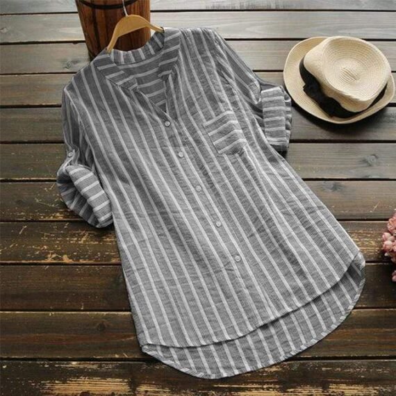 Oversized Striped Button-down Shirt - Image 2