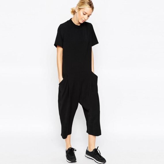 Black Casual Bib Overall