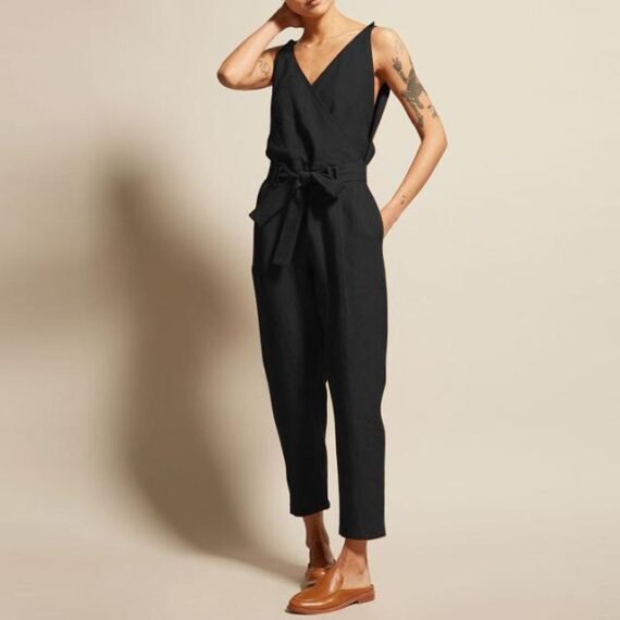 Casual Chic V Neck Sleeveless Overall - Image 3