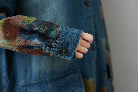 Oversized Floral Denim Coat - Image 8