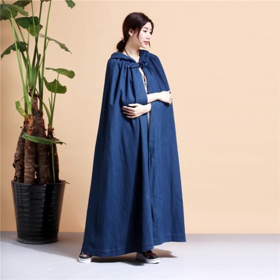 Long Hooded Linen Cloak - Image 9