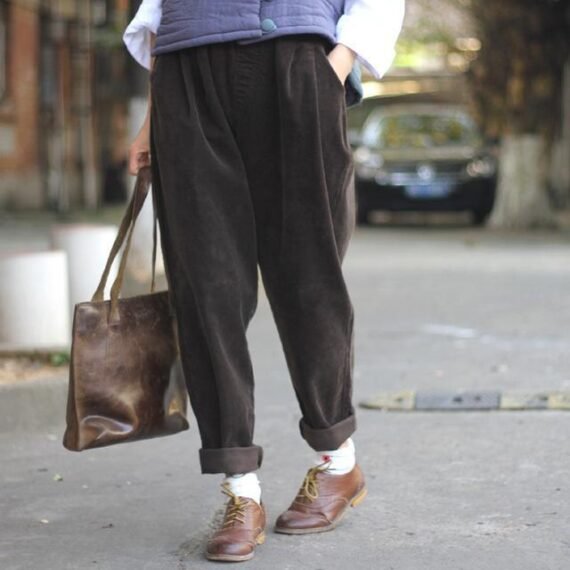 Retro Corduroy Loose Trousers - Image 4