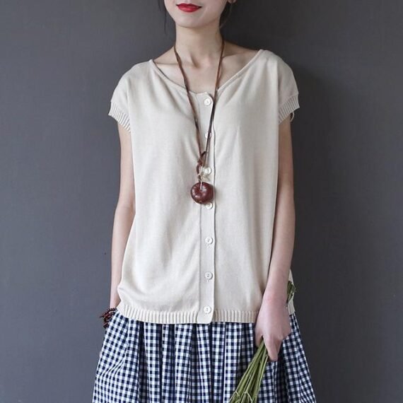 Short Sleeve Knitted Cardigan - Image 2