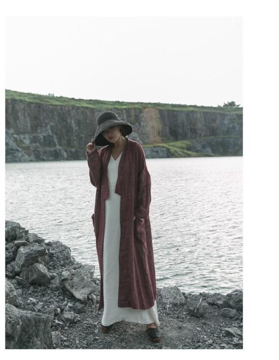 Cotton and Linen Wrap Cardigan Coat - Image 12