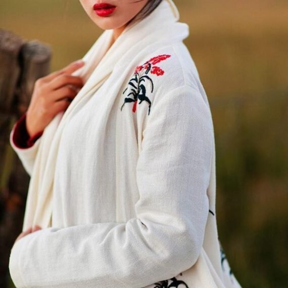 Floral Embroidered Long Linen Cardigan | Mandala - Image 5