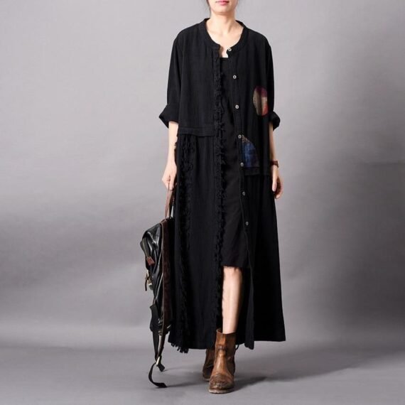 Fringed Patchwork Long Button Up Cardigan | Nirvana - Image 2