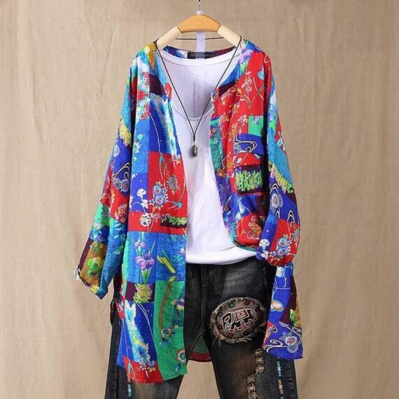 Hippie Peace Vibrant Floral Cardigan - Image 5