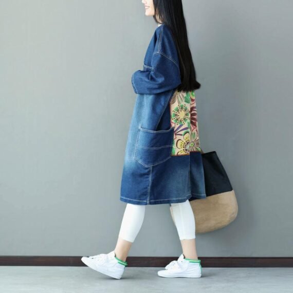 Long Denim Jacket with Pockets - Image 3