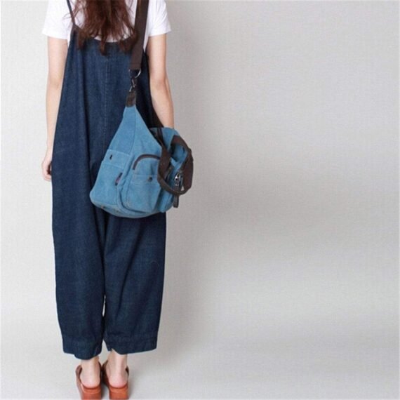 Loose 3/4 Length Denim Overall - Image 2