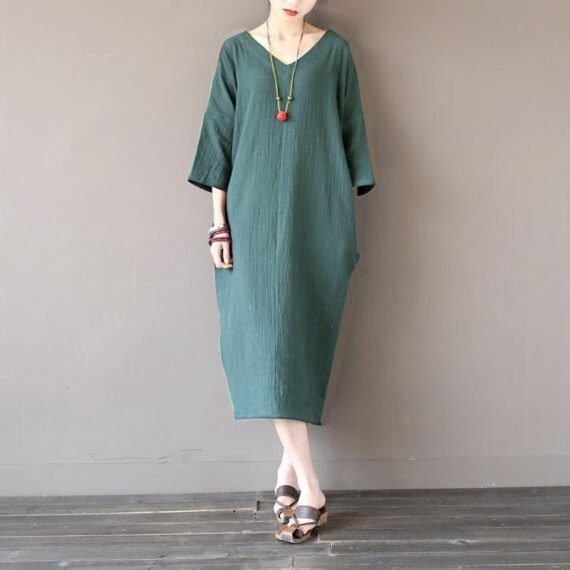 Tulip Cotton Linen Midi Dress | Zen - Image 6