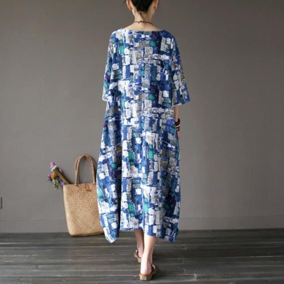 Art Inspired Cotton and Linen Maxi Dress - Image 3