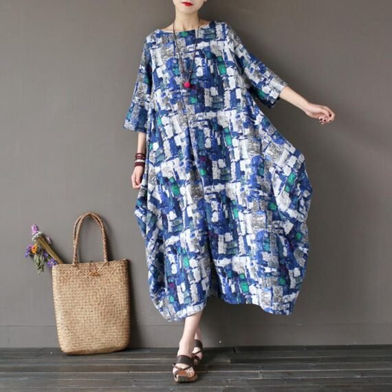 Art Inspired Cotton and Linen Maxi Dress - Image 4