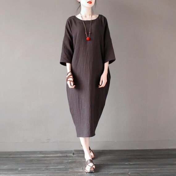 Tulip Cotton Linen Midi Dress | Zen - Image 4