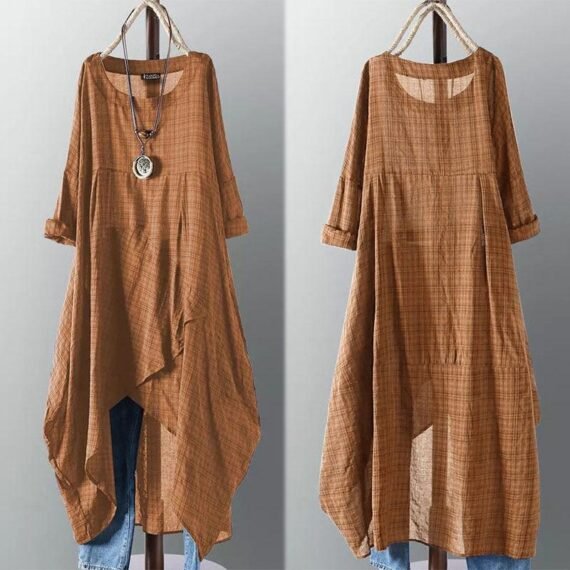 Casual Long Sleeve Asymmetrical Shirt Dress - Image 2