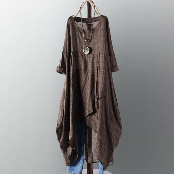 Casual Long Sleeve Asymmetrical Shirt Dress - Image 5