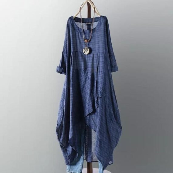 Casual Long Sleeve Asymmetrical Shirt Dress - Image 4