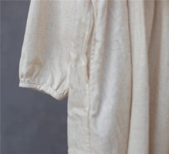 Empire Waist Cotton Linen Casual Dress  | Zen - Image 6