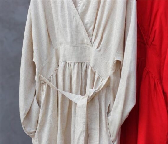 Empire Waist Cotton Linen Casual Dress  | Zen - Image 9