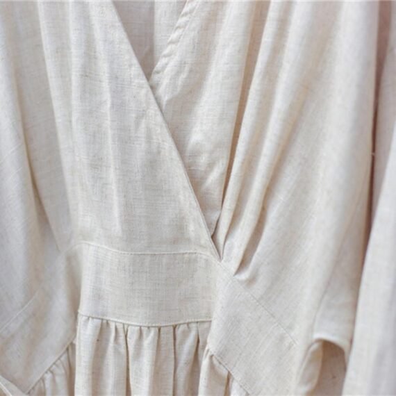 Empire Waist Cotton Linen Casual Dress  | Zen - Image 5