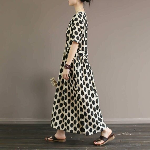 Empire Waist Polka Dot Midi Dress - Image 8