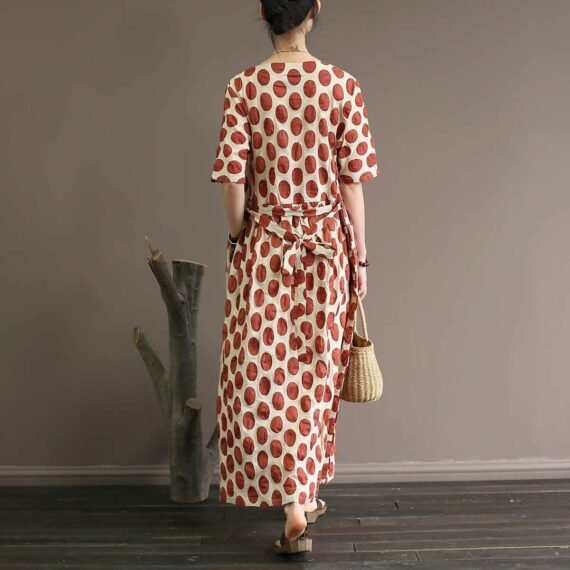 Empire Waist Polka Dot Midi Dress - Image 3