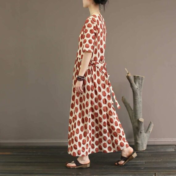 Empire Waist Polka Dot Midi Dress - Image 4