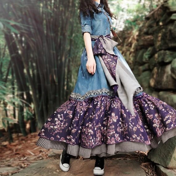 Floral Patchwork Denim Dress | Mandala - Image 2