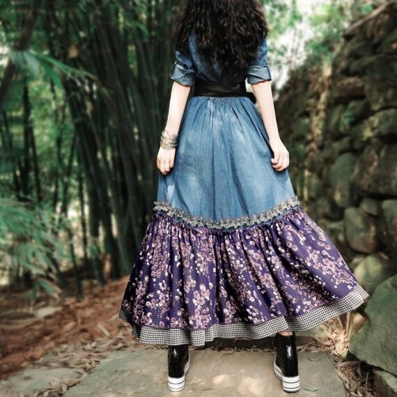 Floral Patchwork Denim Dress | Mandala - Image 4