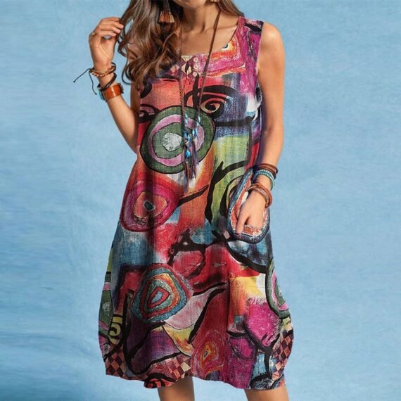 Geometric African Prints Baggy Dress - Image 4