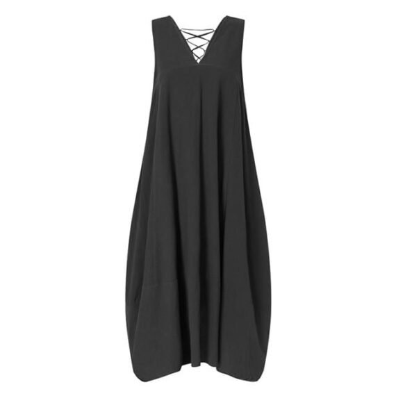 Casual V-neck Sleeveless Midi Dress - Image 8