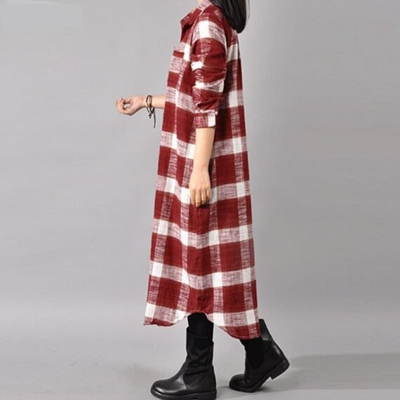 Grunge Style Plaid Shirt Dress - Image 6