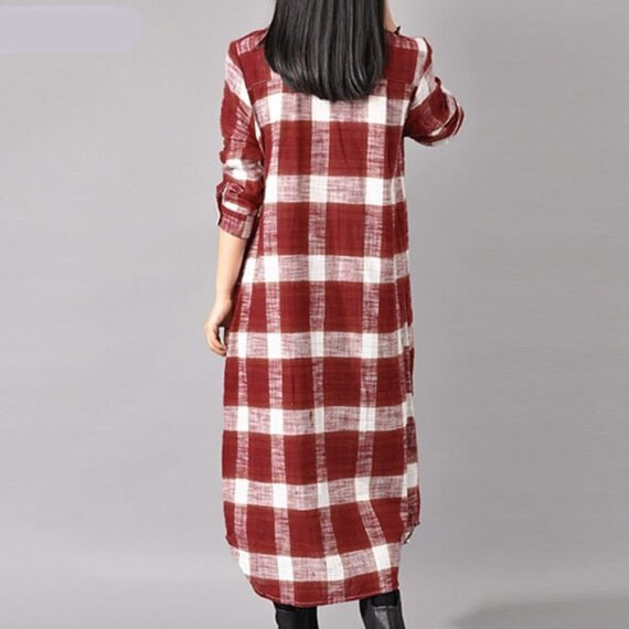 Grunge Style Plaid Shirt Dress - Image 4