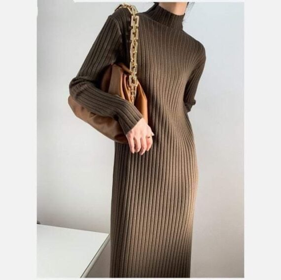 Jenna Solid Knitted Cotton Dress - Image 10