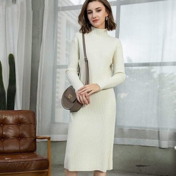 Jenna Solid Knitted Cotton Dress - Image 18