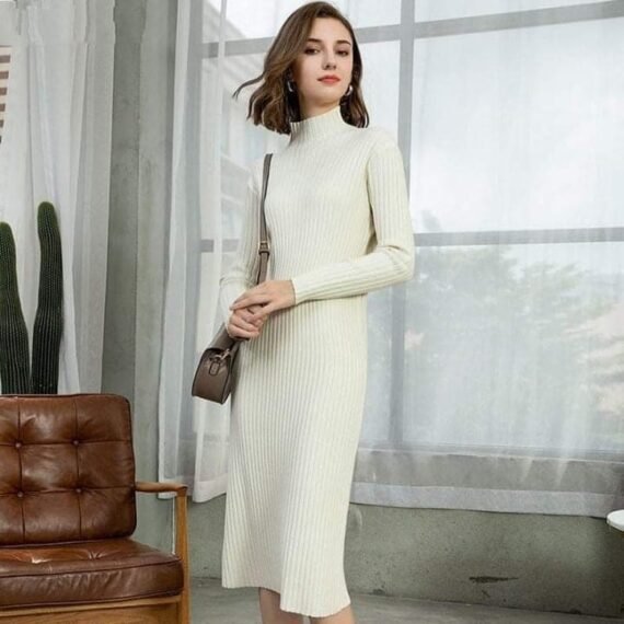 Jenna Solid Knitted Cotton Dress - Image 16