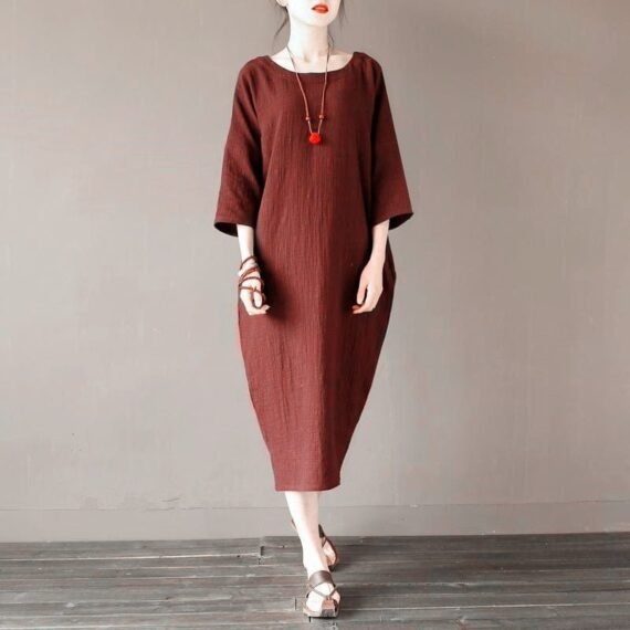 Tulip Cotton Linen Midi Dress | Zen - Image 7