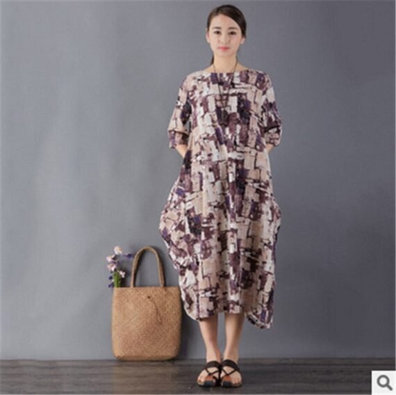 Art Inspired Cotton and Linen Maxi Dress - Image 7