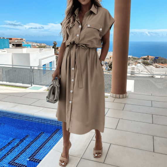 Bohemian Button Up Midi Dress - Image 2