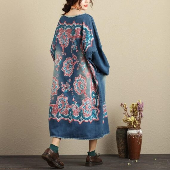 Flash Patchwork Denim Dress With Large Pockets - Image 2