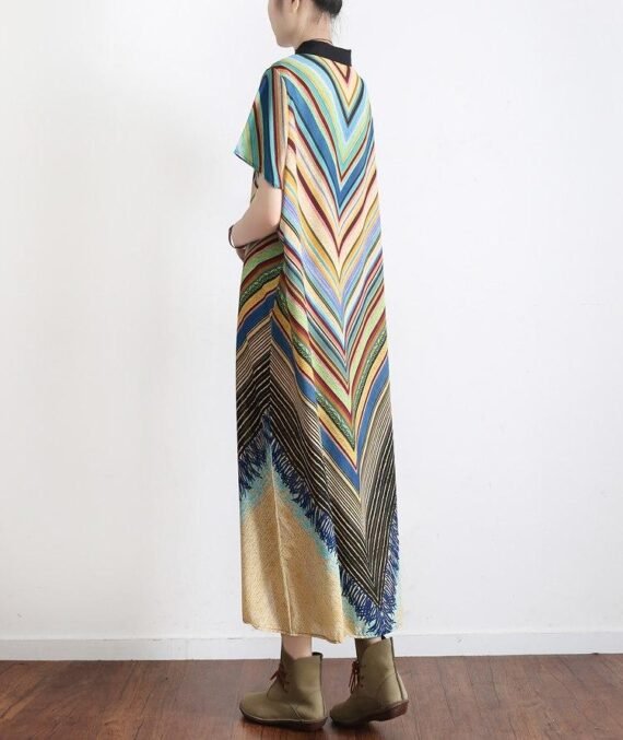 Multicolor Striped Long Shirt Dress - Image 4