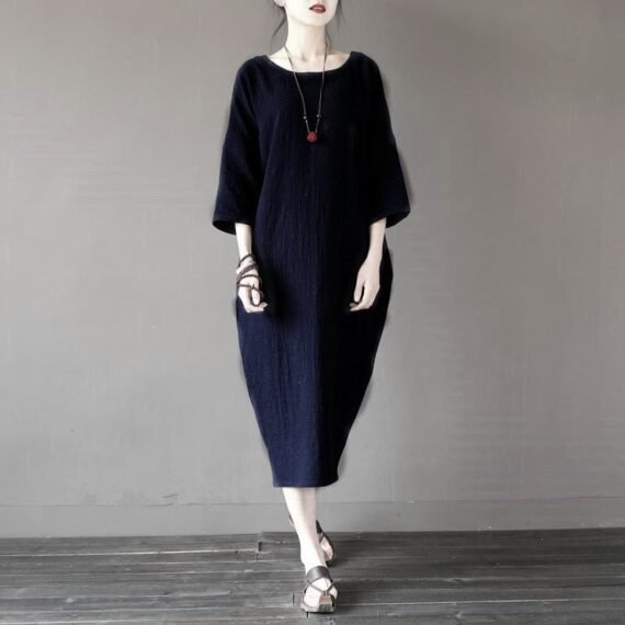 Tulip Cotton Linen Midi Dress | Zen - Image 2