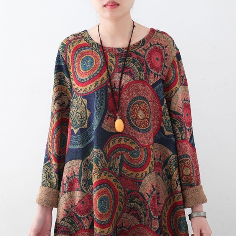 Tibetan Patterns Vintage Maxi Dress - Image 2