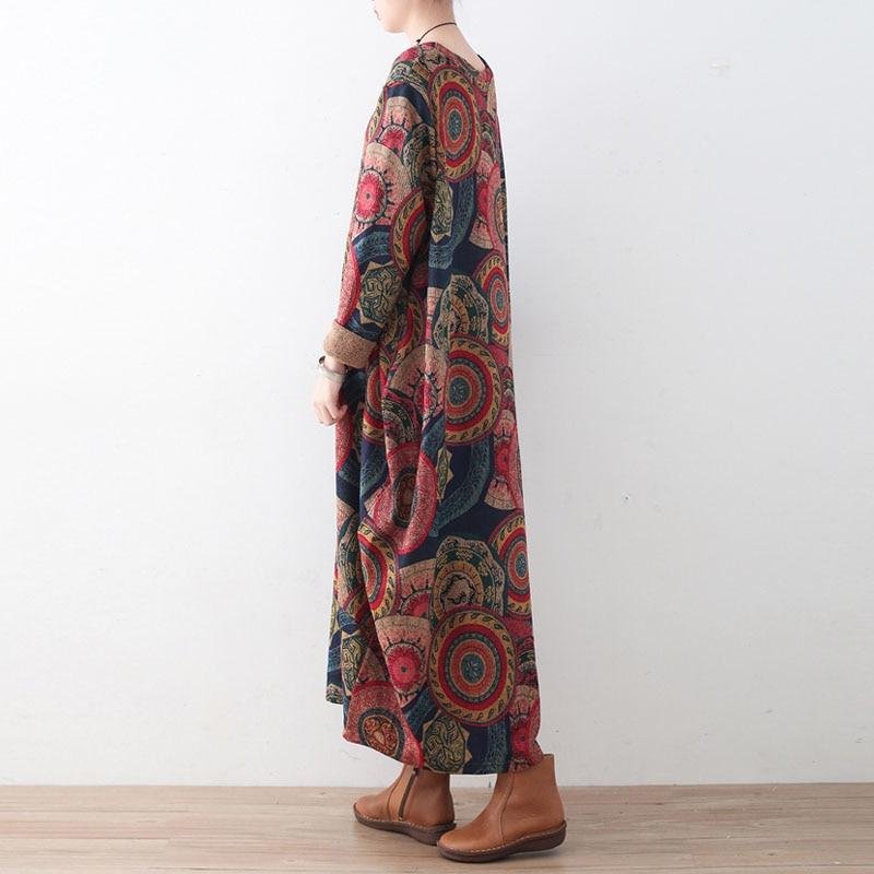 Tibetan Patterns Vintage Maxi Dress - Image 3