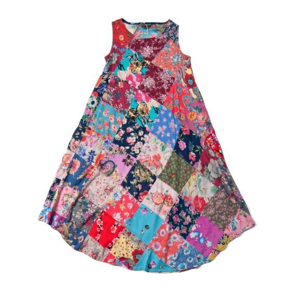 Patchwork Colourful Cotton Hippie Dress - Image 11