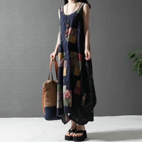 Patchwork Lily Hippie Dress - Image 3