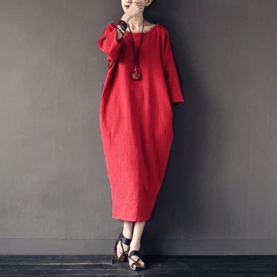 Tulip Cotton Linen Midi Dress | Zen - Image 9